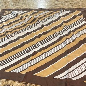 Neiman Marcus Silk Scarf Brown White Tan Made in Italy 100% silk vintage luxury